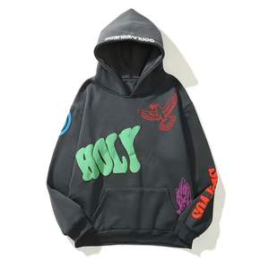 Sweat à capuche pour homme avec logo personnalisé Oversize Letter Puff Printing Design Y2k Trendy Hoodies Warm Fleece 450GSM Vintage Thick Hoodies - Product Image 5