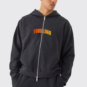 Venta caliente Nueva llegada de los hombres de calidad superior con cremallera Sudadera con capucha transpirable de secado rápido de talla grande de lana ropa informal bordada con capucha - Product Image 1
