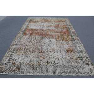 Alfombra Turca Vintage Grande de 6.3x9.5 pies, Alfombra Abstracta Marrón Naranja - Product Image 1