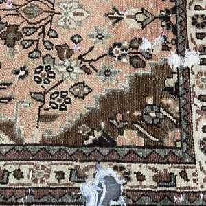 Turkish Vintage <b>Rug</b>, 3.1x9.8 ft <b>Rug</b>, Brown <b>Runner</b> Animal Print <b>Rug</b> - Product Image 4