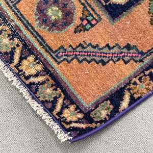Vintage Turkish Rug, 4.9x7.9 ft Rug, <b>Brown</b> Solid <b>Wool</b> Rug - Product Image 4