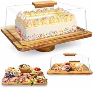 Présentoir à gâteau en noyer à breloques vintage Porte-gâteau artisanal en métal et bois pour ajouter du caractère à vos desserts - Product Image 1