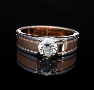 แหวนทองคำ 14K สีเหลืองสองสี ดีไซน์คลาสสิกสำหรับทุกเพศ เครื่องประดับหมั้นเพชร 2 กะรัต ได้รับการรับรองจาก IGI เพชร CVD คุณภาพบริลเลียนท์ - Product Image 2