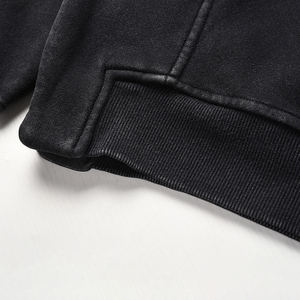 Granel personalizado 500gsm alto peso hombres llano en blanco desgastado Todo Negro lavado Sudadera con capucha de gran tamaño con limo lateral sudaderas con capucha - Product Image 5
