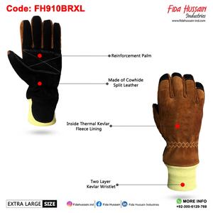 2025 vente chaude vache fendu cuir pompier gants de sécurité Protection maximale avec barrière anti-humidité renfort paume - Product Image 2