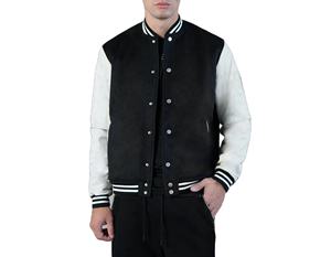 Veste universitaire en laine avec manches en cuir, broderie en chenille respirante, veste universitaire d'extérieur pour hommes, services OEM - Product Image 3