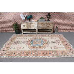 Vintage Turkish Rug 5.3x8.3 ft, <b>Brown</b> Floral <b>Wool</b> Rug - Product Image 2