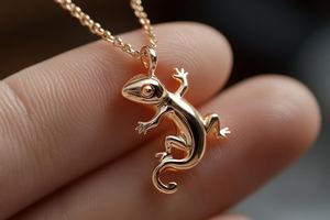 Colgante de lagarto minimalista de Plata de Ley 925 de alta calidad, collar Gecko chapado en oro, joyería fina perfecta para fiesta de mujer - Product Image 3