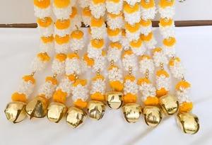 Mogra จัสมินมาลัยพร้อมพู่ห้อยทองระฆังสำหรับฉากหลัง haldi งานแต่งงานอินเดีย mepdoor แขวนเทศกาลตกแต่งงาน - Product Image 2