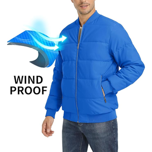 Chaqueta de bombardero acolchada de invierno para hombre, Abrigo acolchado con cierre de cremallera y frente a presión, prendas de vestir informales a prueba de viento - Product Image 3