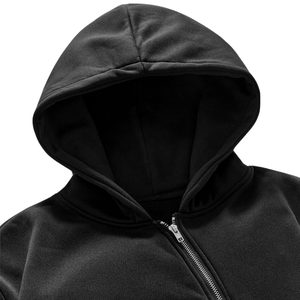 Sudadera con Capucha Negra Unisex con Cierre, Forro Polar, Bolsillo Canguro, Manga Larga, Estilo Casual Urbano, Cortavientos, Transpirable, para Invierno - Product Image 4