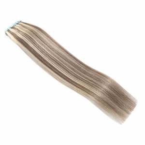 <b>Ash</b> Brown & Platinum <b>Blonde</b> Mix Remy Human <b>Hair</b> Invisible Tape <b>Extensions</b> Straight - Product Image 3