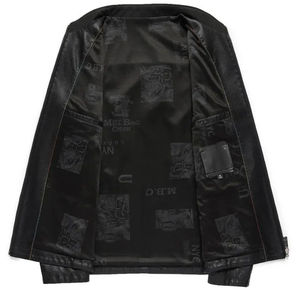 Veste en cuir mince pour hommes de haute qualité pour la veste de moto décorée de broderie d'hiver en gros - Product Image 6