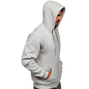 Sweat à capuche lourd en molleton français imprimé 100% coton de haute qualité avec fermeture éclair grise - Product Image 5