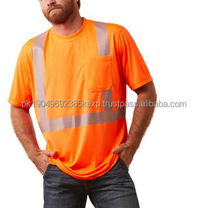 T-shirts de sécurité haute visibilité OEM neufs, impression de logo personnalisée, t-shirts de sécurité pour hommes, vêtements de travail réfléchissants pour hommes - Product Image 2