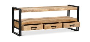Buffet moderne en bois de manguier pliable avec cadre en métal et 3 tiroirs pour la salle à manger - Product Image 2