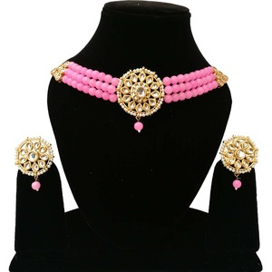 Bridal Choker Necklace Earring Set Brass <b>Kundan</b> <b>Jewelry</b> Handcrafted Geometric Trendy Ethnic Wedding Engagement Anniversary Party - Product Image 1