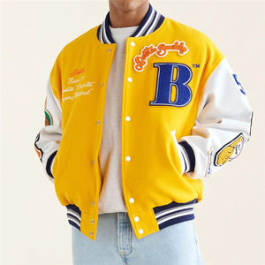 Veste bomber universitaire unisexe en chenille brodée avec patch, nouvelle collection OEM, pour homme - Product Image 5