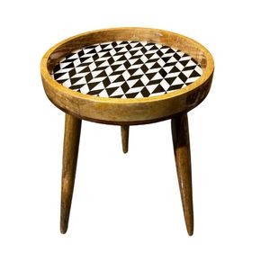 GeoTop Tabouret Table d'appoint en bois naturel Table d'appoint ronde en bois massif Tabouret de salon Pieds en bois détachables pour support - Product Image 1