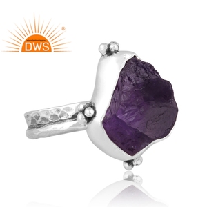 Latest Design Oxidized Sterling <b>Silver</b> Natural Rough Amethyst Gemstone <b>Statement</b> <b>Ring</b> Jewelry For Women Gift For Her - Product Image 3
