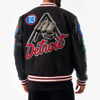 Veste universitaire respirante OEM pour hommes avec broderie en chenille et manches en cuir Veste Letterman personnalisée Veste de baseball de l'équipe