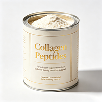 Étiquettes en paillettes dorées gaufrées et imperméables pour pots de poudre de collagène, fournies par l'usine Haoxuan, pour l'emballage nutritionnel