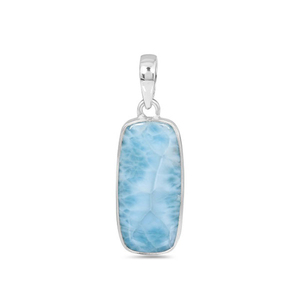 Colgante de Plata de Ley 925 con piedras preciosas de Larimar Natural chapadas en plata Ajuste de bisel clásico Colgante de moda para mujer. - Product Image 1