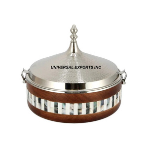 Hotpot de acero inoxidable de lujo, suministros de Hotel, cazuela de diseñador hecha a mano, forma redonda, nuevo calentador de alimentos de Metal de lujo - Product Image 4