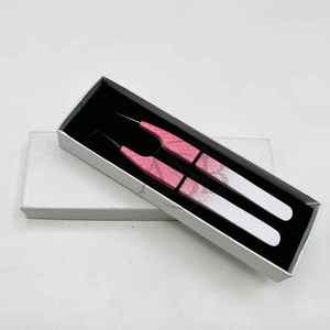 Pince à cils en acier inoxydable à poignée diamant durable Logo personnalisé Pointe de volume noir rose en forme de coeur Pointe pointue de cils en fibre - Product Image 6