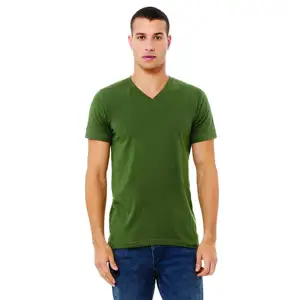 Camisa airlume unissex de algodão, camiseta com decote em v, manga curta, linha 100% oz, militar, com peça verde, para 4.2