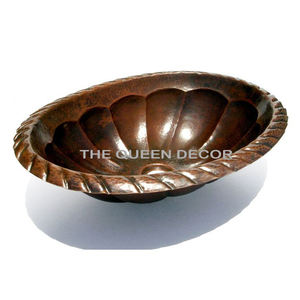 Évier en cuivre de haute qualité forme ronde en gros bassin de luxe classique élégant vente chaude fantaisie nouveau évier en cuivre en gros - Product Image 3