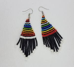 Pendientes bordados a mano de la India con cuentas de semillas, multicolor, para mujer, artesanía de bordado. - Product Image 6
