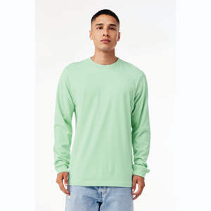 Fresh Mint Comfort: T-shirt à manches longues en coton peigné Airlume 100%-Style classique, douceur rafraîchissante - Product Image 1