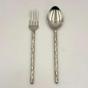 Juego de 2 Servidores de Ensalada de Acero Inoxidable con Mango Repujado para Mesa de Comedor, Vajilla, Servidores de Ensalada - Product Image 1