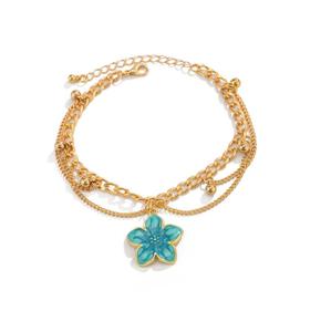 Tobilleras de aleación para mujer con pequeñas flores coloridas en forma de gota a la moda - Product Image 1