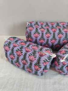 Set Of 3 Cotton Quilted Makeup <b>Bag</b> & Organizer Cotton <b>Toiletry</b> Case <b>Travel</b> <b>Bag</b> floral Print Makeup <b>Bag</b> <b>Toiletries</b> Organizer <b>Bag</b> - Product Image 2
