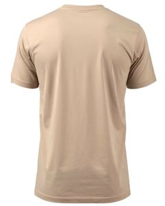 Camiseta de algodón beige liso para hombre, con cuello redondo de manga corta Camiseta clásica, camiseta de verano informal transpirable suave, logotipo personalizado OEM - Product Image 2