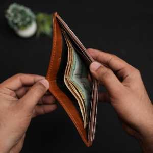 ไม่ใช่. กระเป๋าสตางค์แบบพับสองตอน 81 ใบ ทำด้วยมือ คลาสสิก ตกแต่งด้วยการเย็บแบบเต็มหนัง ทำจากหนังฟูลเกรนสีน้ำตาลวินเทจ - Product Image 4