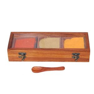 Boîte Masala en bois fabriquée à la main stockage d'épices boîte à épices en bois Masala Dabba boîte à épices en bois meilleure qualité de ARTISAN AURA - Product Image 4