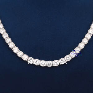 Custom Tennis Chain Jewelry 925 Sterling Silver 6 MM White D Color Round Cut Moissanite <b>Diamond</b> <b>Necklaces</b> <b>For</b> Women - Product Image 4