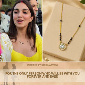 NOVAMART Fine Hallmark Silver Gold Plated Mangalsutra Inspired Kiara Advani <b>Cultural</b> Collectible Women's Wedding Hindu Jewelry - Product Image 3