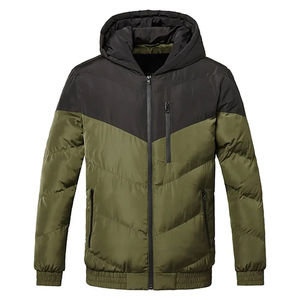 <b>Men's</b> Winter Hooded Canvas Puffer <b>Jacket</b> <b>Lightweight</b> Waterproof Windproof Breathable Zipper Front Embroidery Insulated Front - Product Image 6