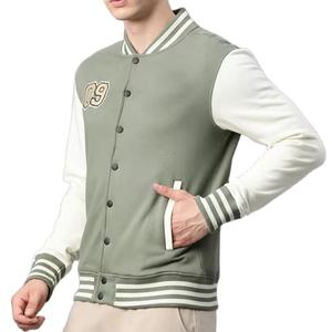 Chaqueta Universitaria de Béisbol Clásica y Moderna con Cuello de Solapa y Manga Larga, Chaqueta Bomber Lisa Extra Grande Personalizada para Hombre - Product Image 3