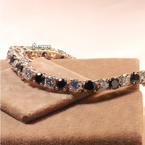 Bracelet Pour Femme Forme Ronde Moissanite Tennis Style 925 Argent Sterling Prong Set - Product Image 1