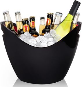 Best-seller Seau à glace en acier inoxydable à double paroi de 5L avec pince Design moderne pour refroidir le vin et le champagne pour les mariages - Product Image 1