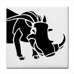 Bordure décorative de dosseret de carreaux en céramique d'art animalier de phacochère moderne - Product Image 1