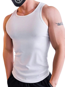 Venta al por mayor de logotipo impreso personalizado Delgado fitness camiseta sin mangas transpirable hombres top - Product Image 5