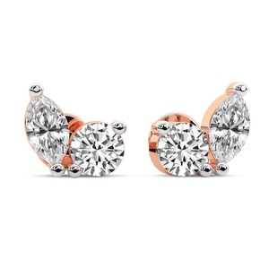 Pendientes de Diamantes Cultivados en Laboratorio Twin Gleam, 1 Ct Tw, Color F-G, Claridad VS, Cuatro Piedras, Oro Blanco de 14K, Doble Resplandor, Pieza de Joyería - Product Image 3