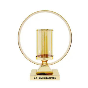 Bougeoir Hurricanes en verre Base en acier inoxydable poli brillant Métal Forme ronde Support décoratif de Noël - Product Image 4