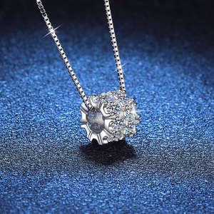 Brilliant Cut Moissanite Small Waist Barrel Shape Pendant Necklace Women <b>Box</b> <b>Chain</b> 925 Sterling <b>Silver</b> Trendy Factory Wholesale - Product Image 2